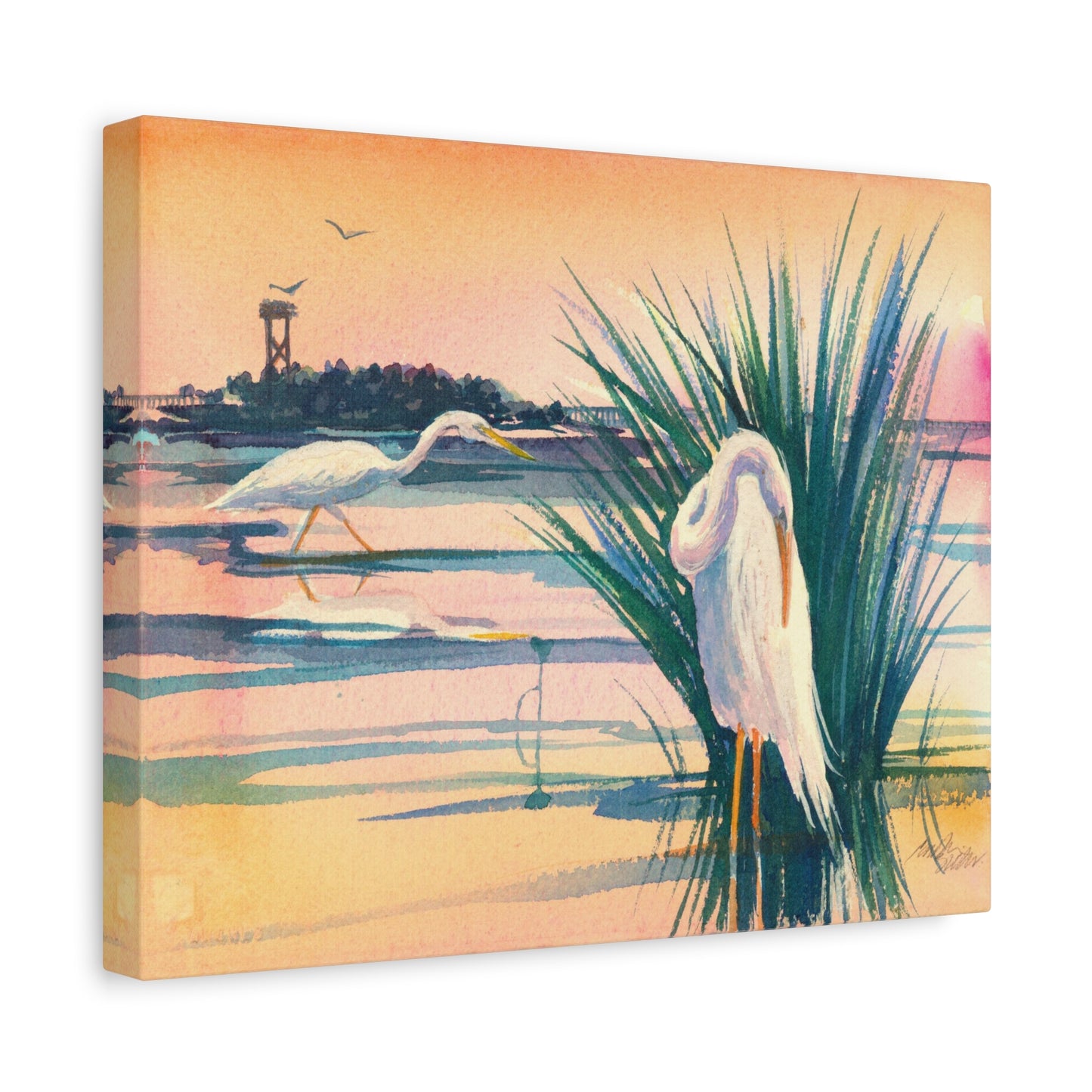 Sunset Egrets - Canvas