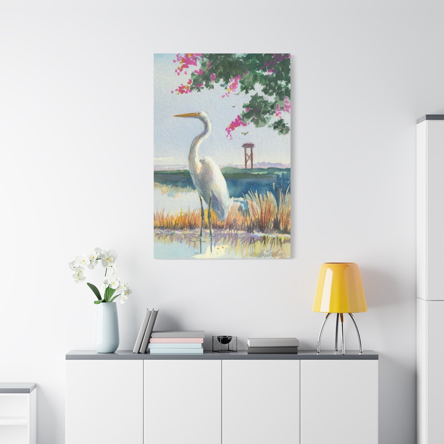White Heron - Canvas