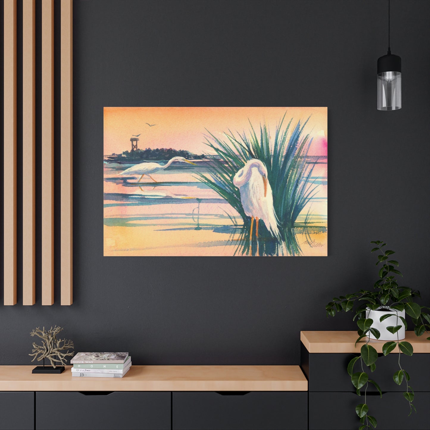 Sunset Egrets - Canvas