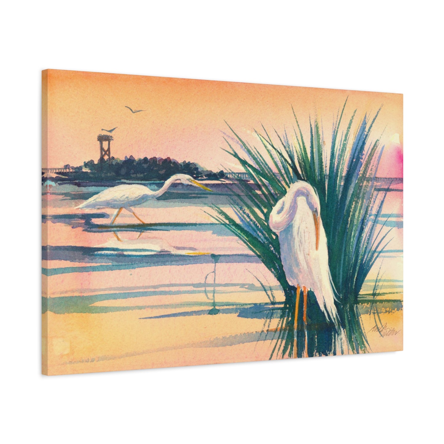 Sunset Egrets - Canvas