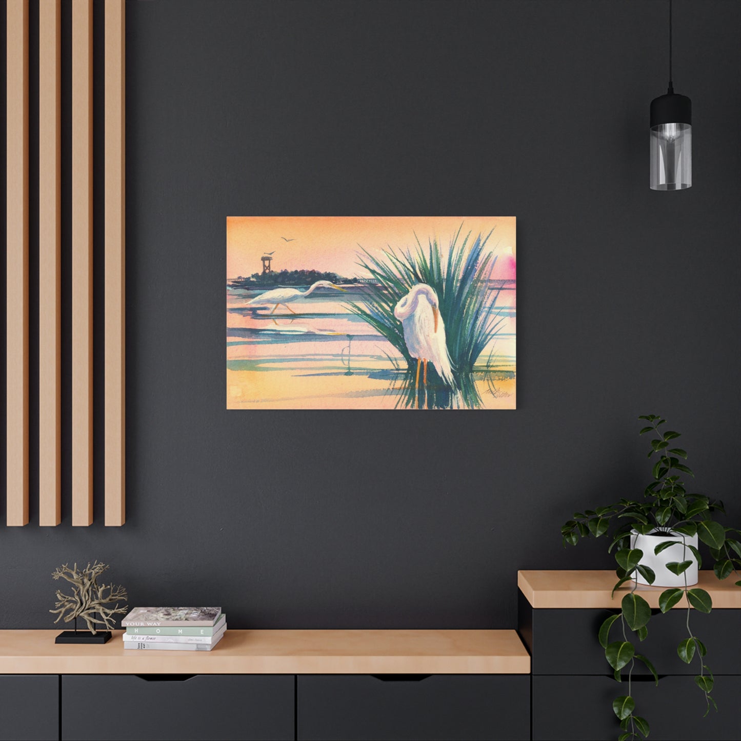 Sunset Egrets - Canvas