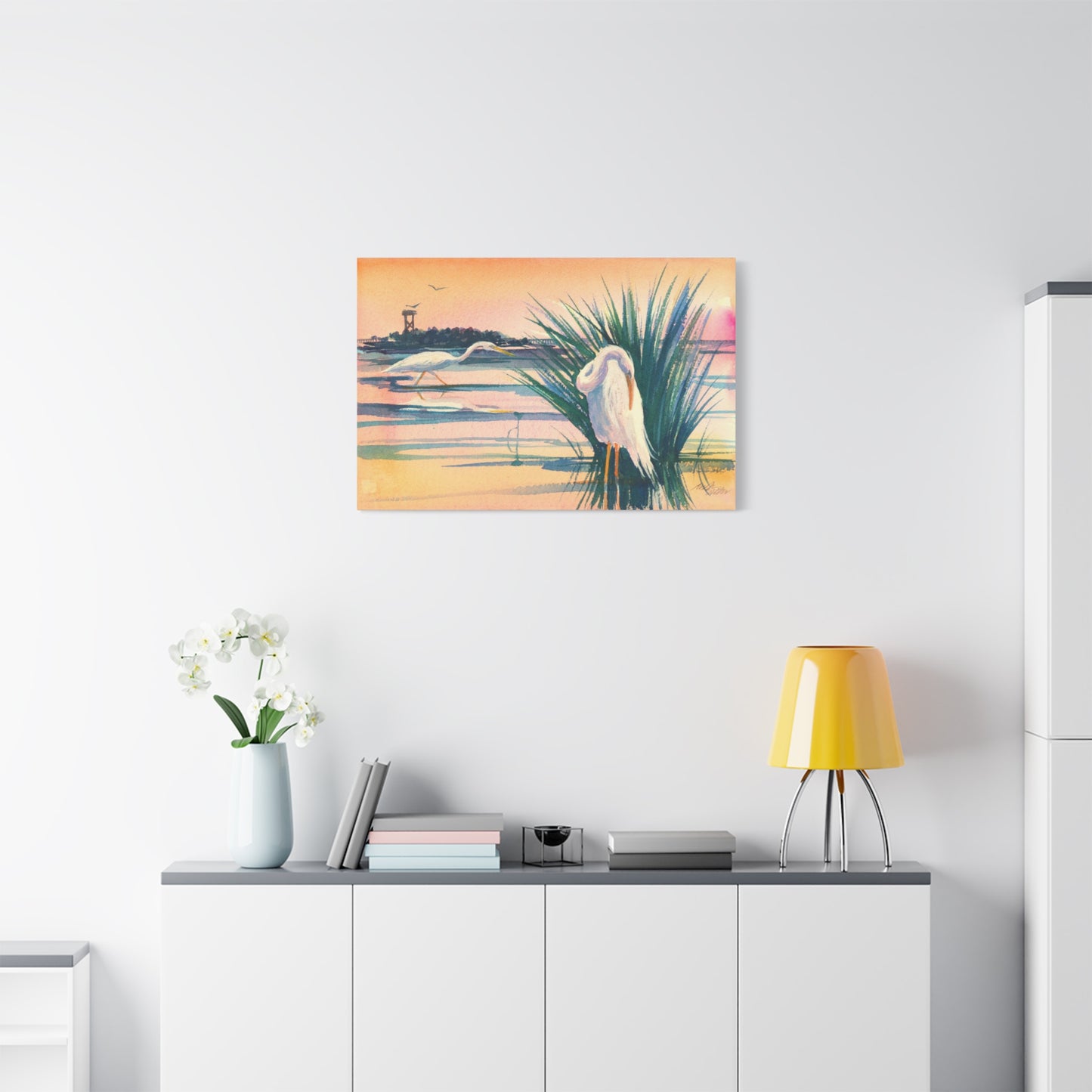 Sunset Egrets - Canvas