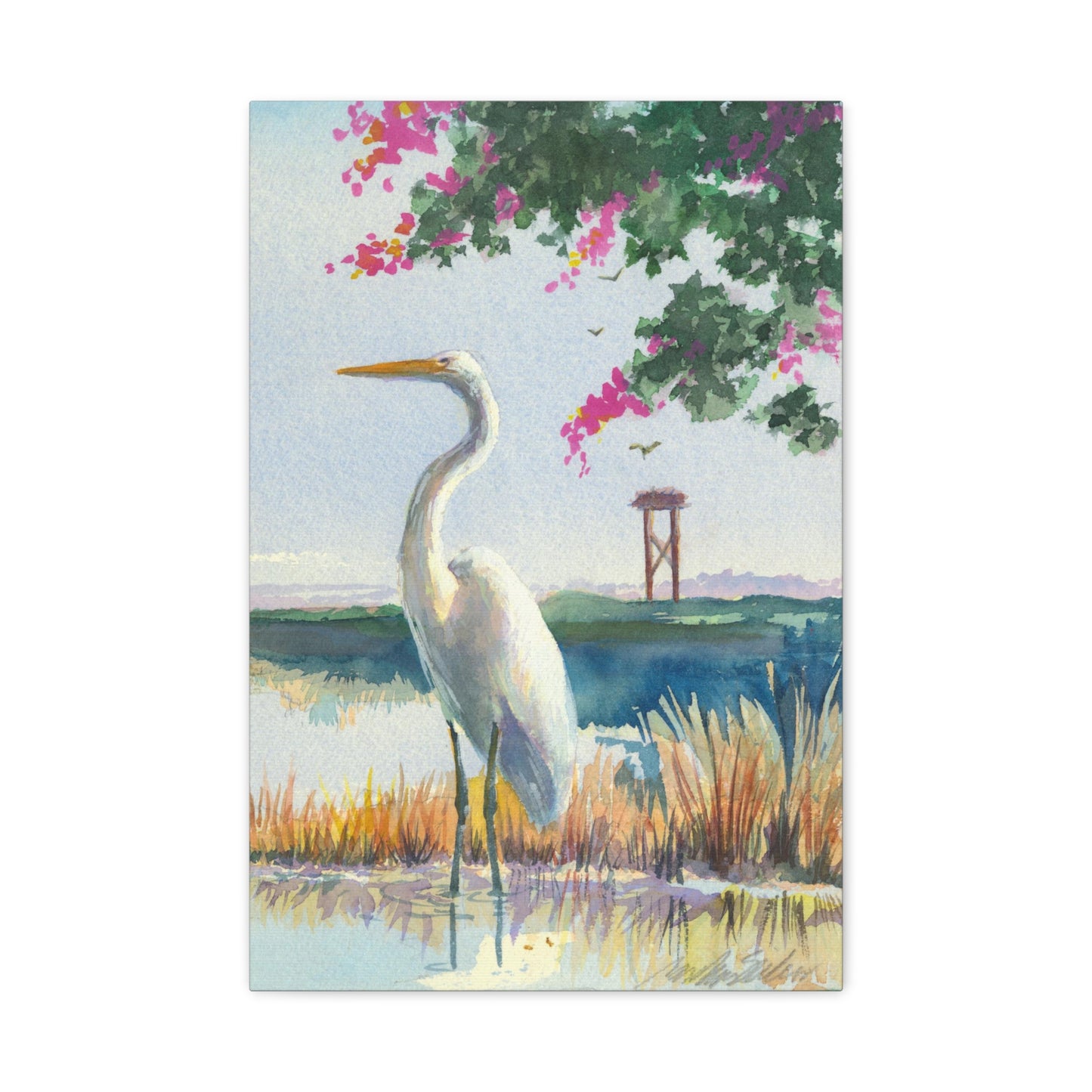 White Heron - Canvas