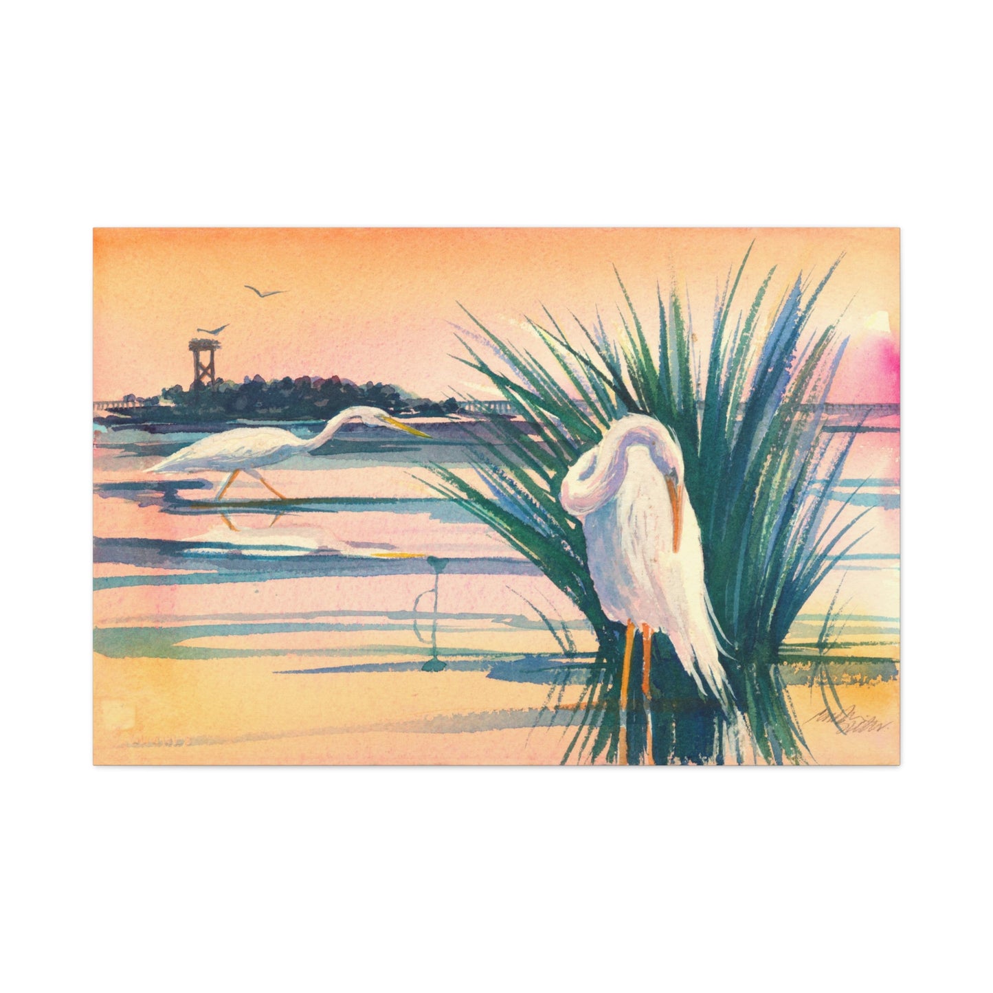 Sunset Egrets - Canvas